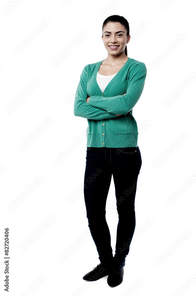 Confident woman posing over white Confident woman posing over white