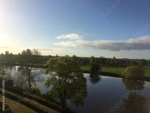 Early spring morning over the river Trent with mirroring effect