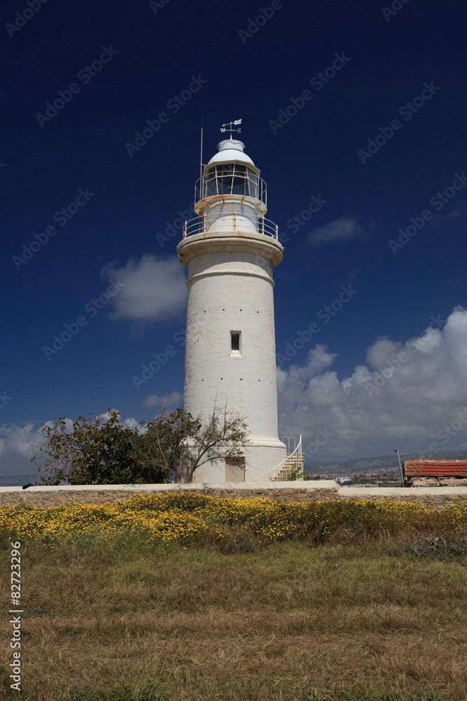 Beautiful old lighthouse in Cyprus Archaeological Park
