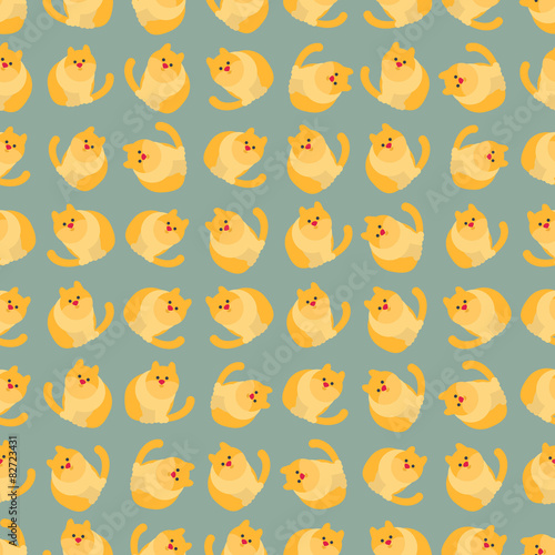 Seamless colorful background made of orange cats in flat design