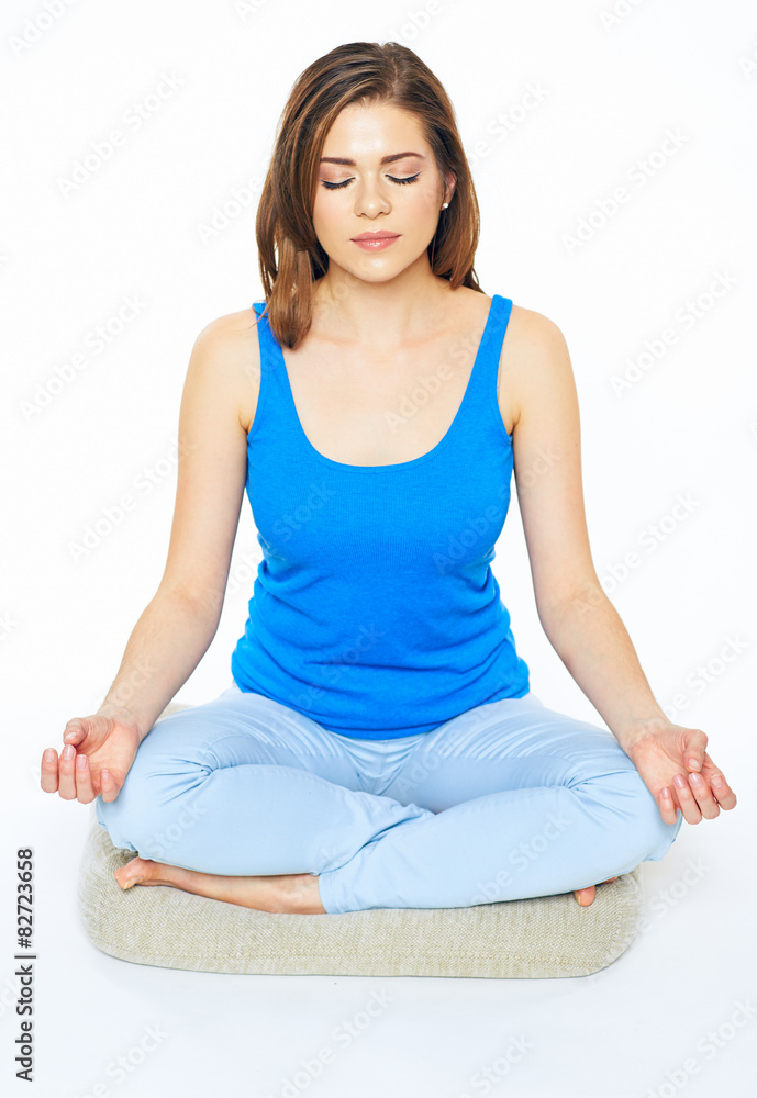 Yoga woman isolated on white background portrait. Yoga woman isolated on white background portrait.
