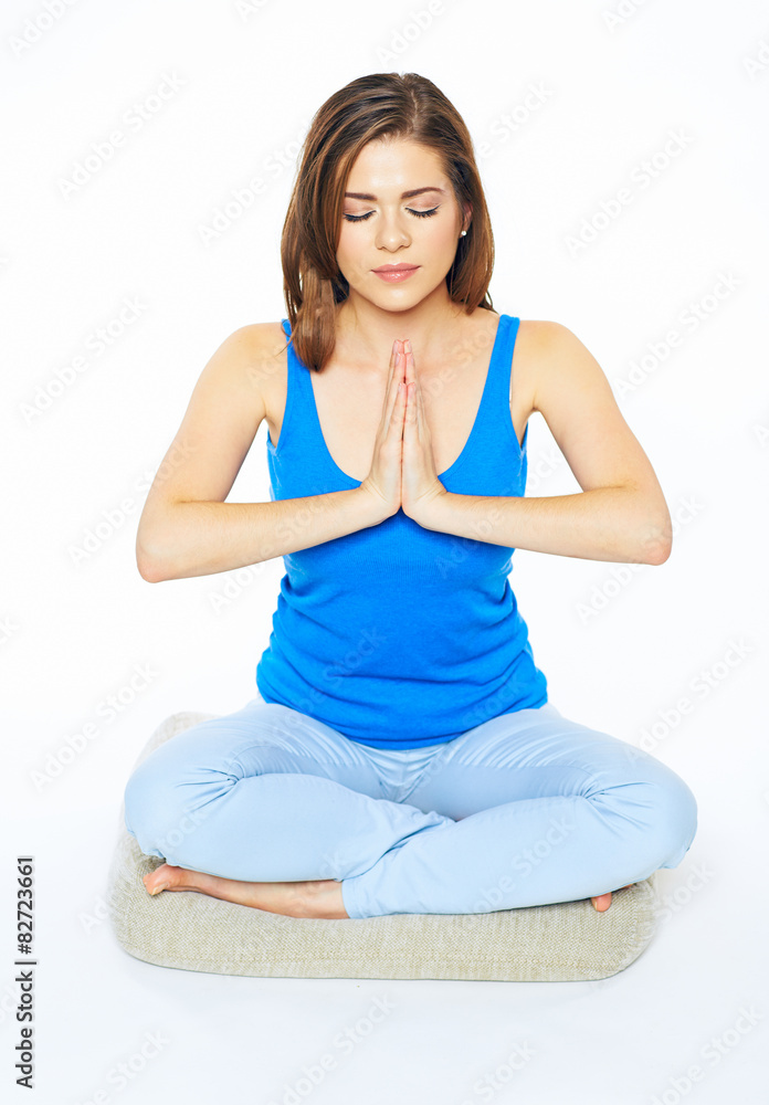 Yoga woman isolated on white background portrait. Yoga woman isolated on white background portrait.