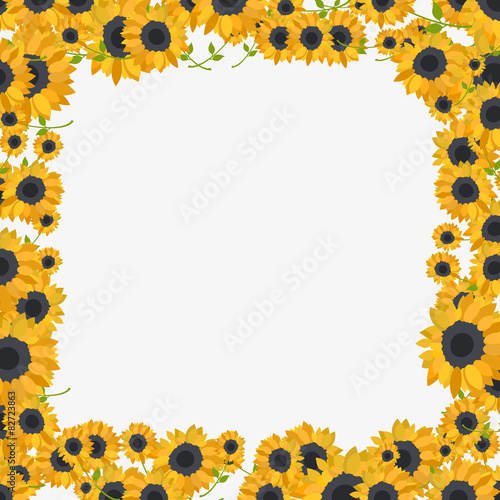 Fototapeta Naklejka Na Ścianę i Meble -  colorful frame made of sunflowers  in flat design