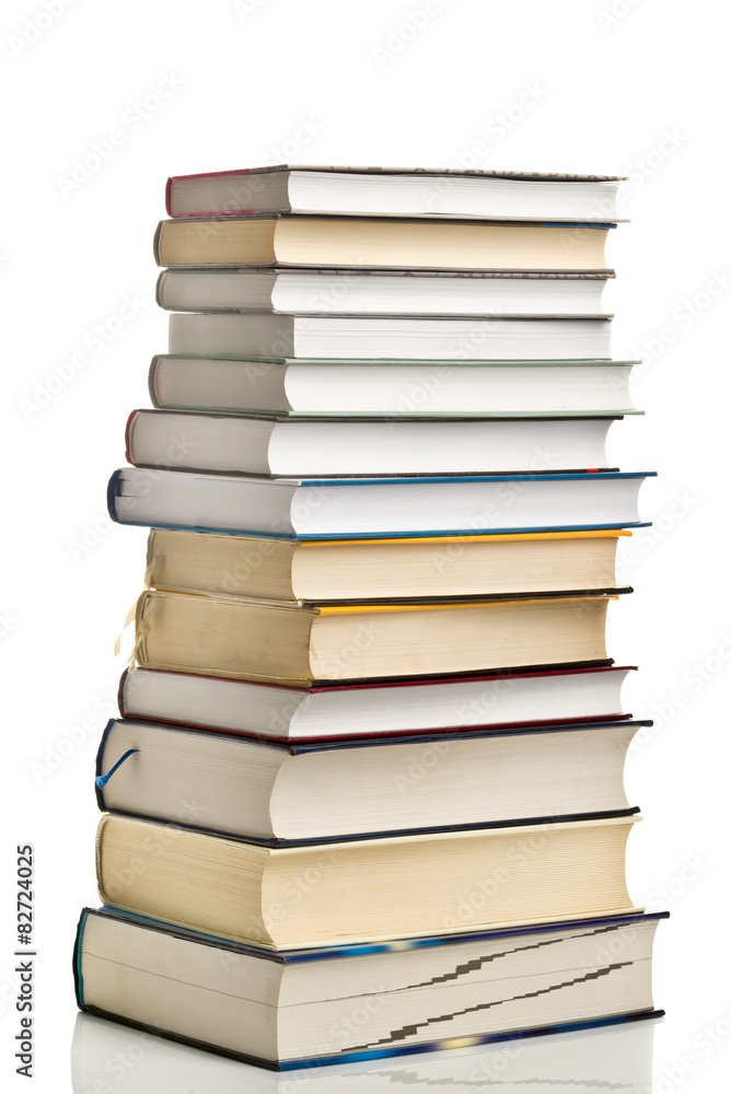 Stack Of Used Books on White Background Stack Of Used Books on White Background