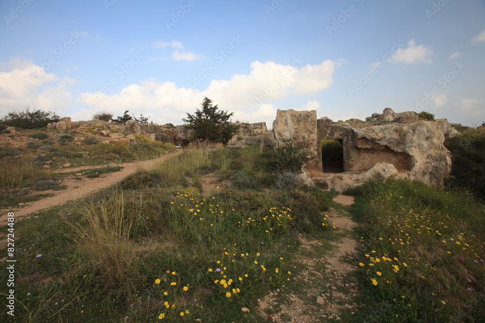 path to the ruins of the tombs of the kings of pathos. Cyprus
