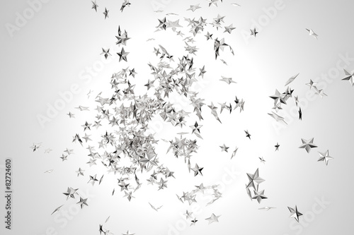 Abstract background with flying silver stars