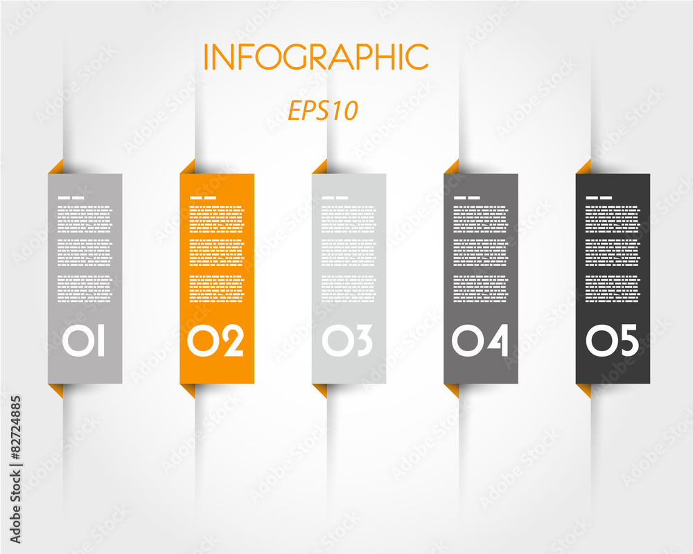 orange infographic rectangular tabs - obrazy, fototapety, plakaty 