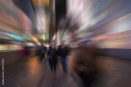 Radial blur of crowd people at night