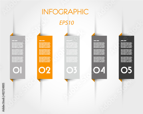 orange infographic rectangular tabs