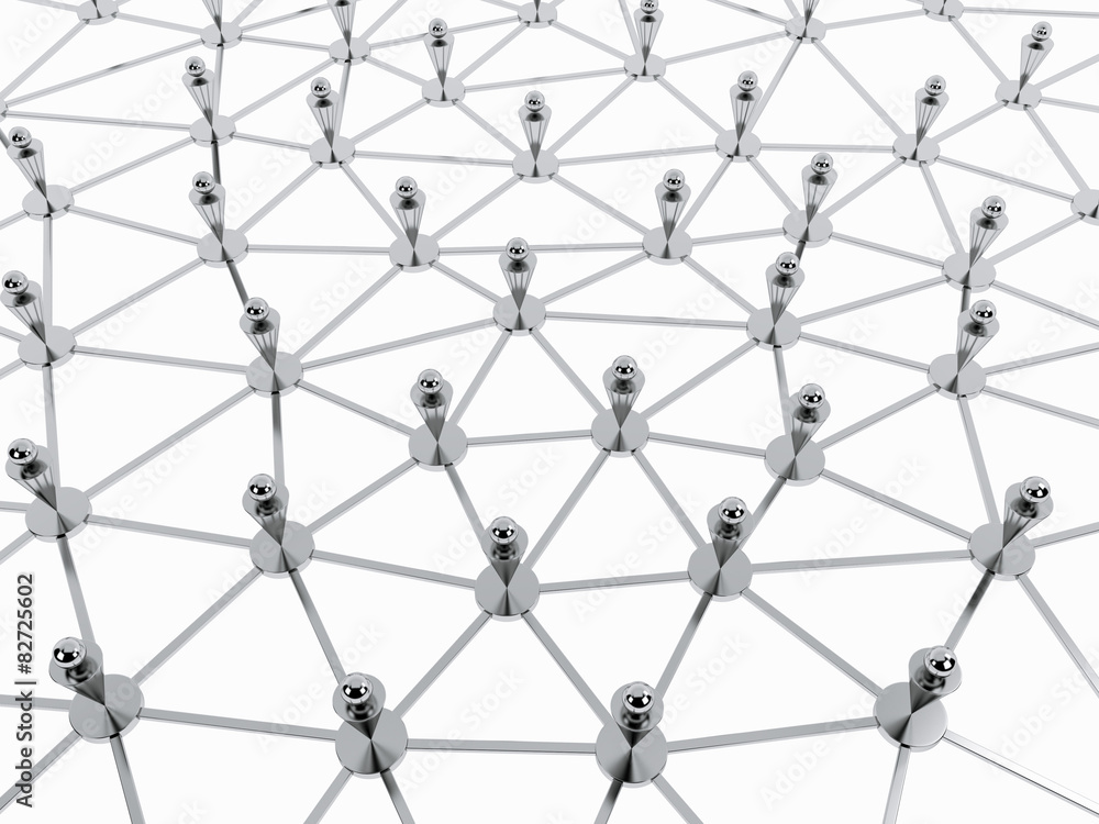 abstract metallic social network over the white background