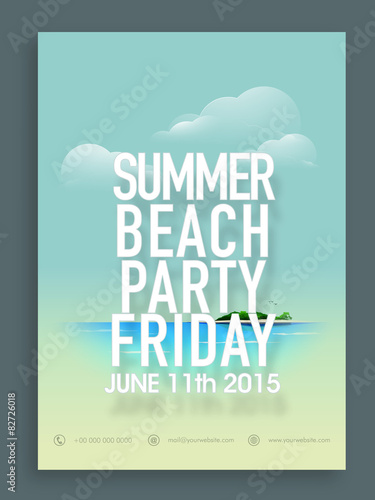 Invitation or flyer design for summer party.