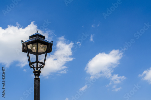 Street lamp on blue sky