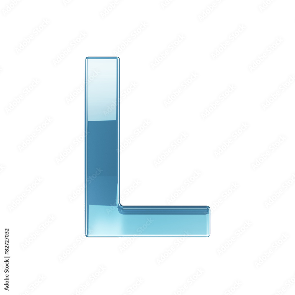 3d render of glass glossy transparent alphabet letter symbol - L 3d render of glass glossy transparent alphabet letter symbol - L