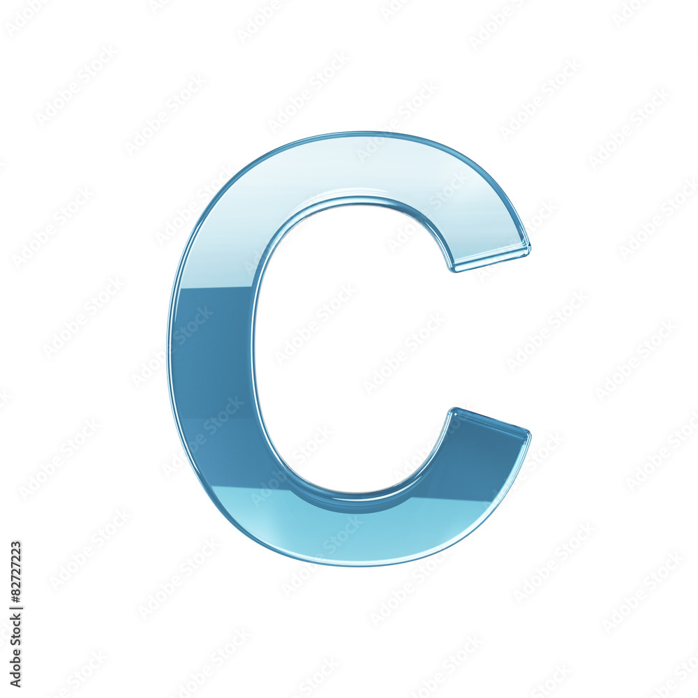 3d render of glass glossy transparent alphabet letter symbol C 3d render of glass glossy transparent alphabet letter symbol C