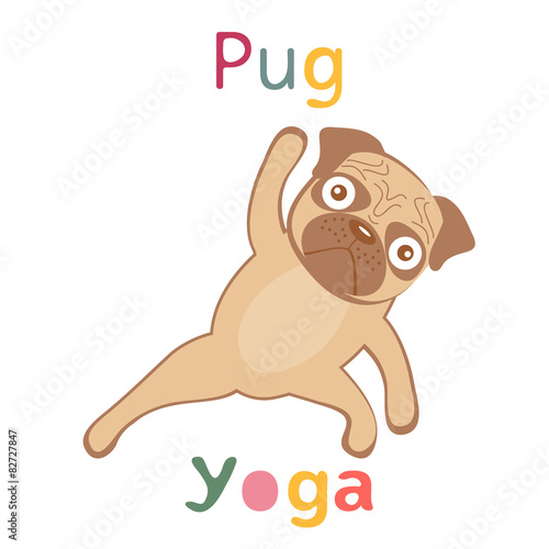 An illustration of pug doing yoga