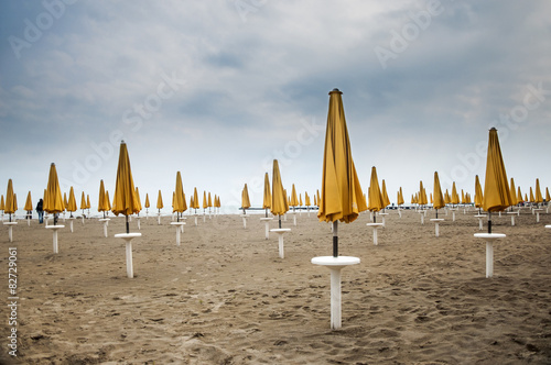 Yellow Parasols on the Beach © erzetic
