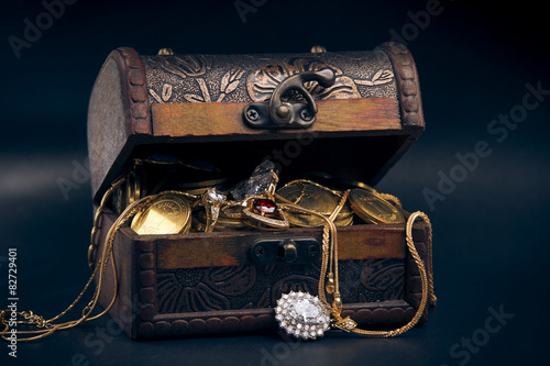 treasure chest with gold coins