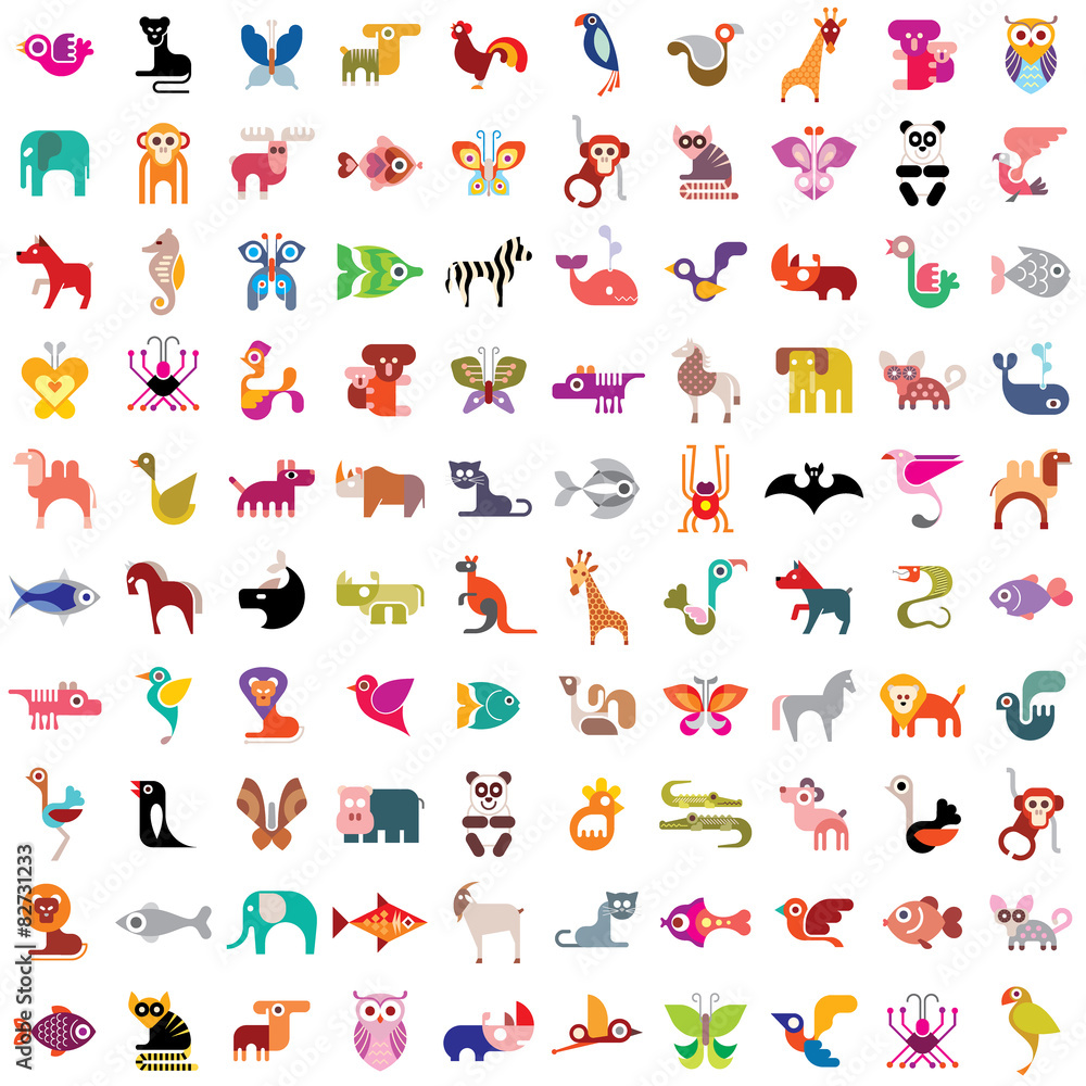 Fototapeta premium Animal icon set