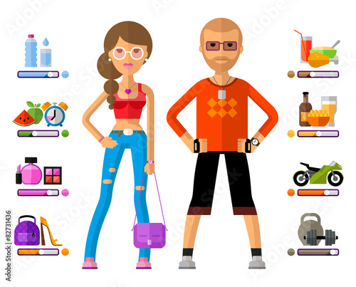 man and woman vector logo design template. girl, guy or young