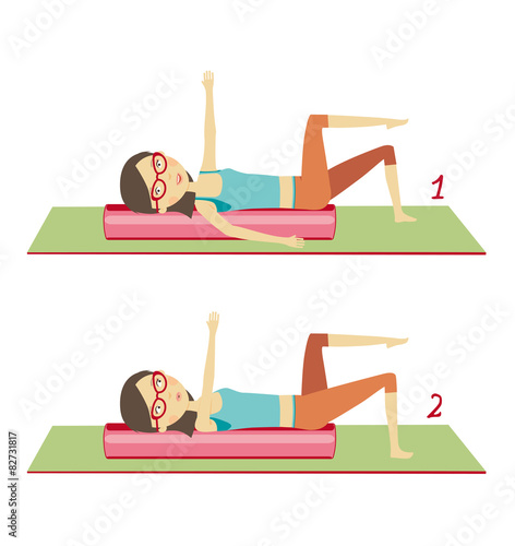 Frau mit Pilatesrolle