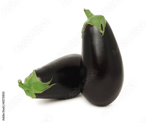 Two whole ripe eggplants (isolated)