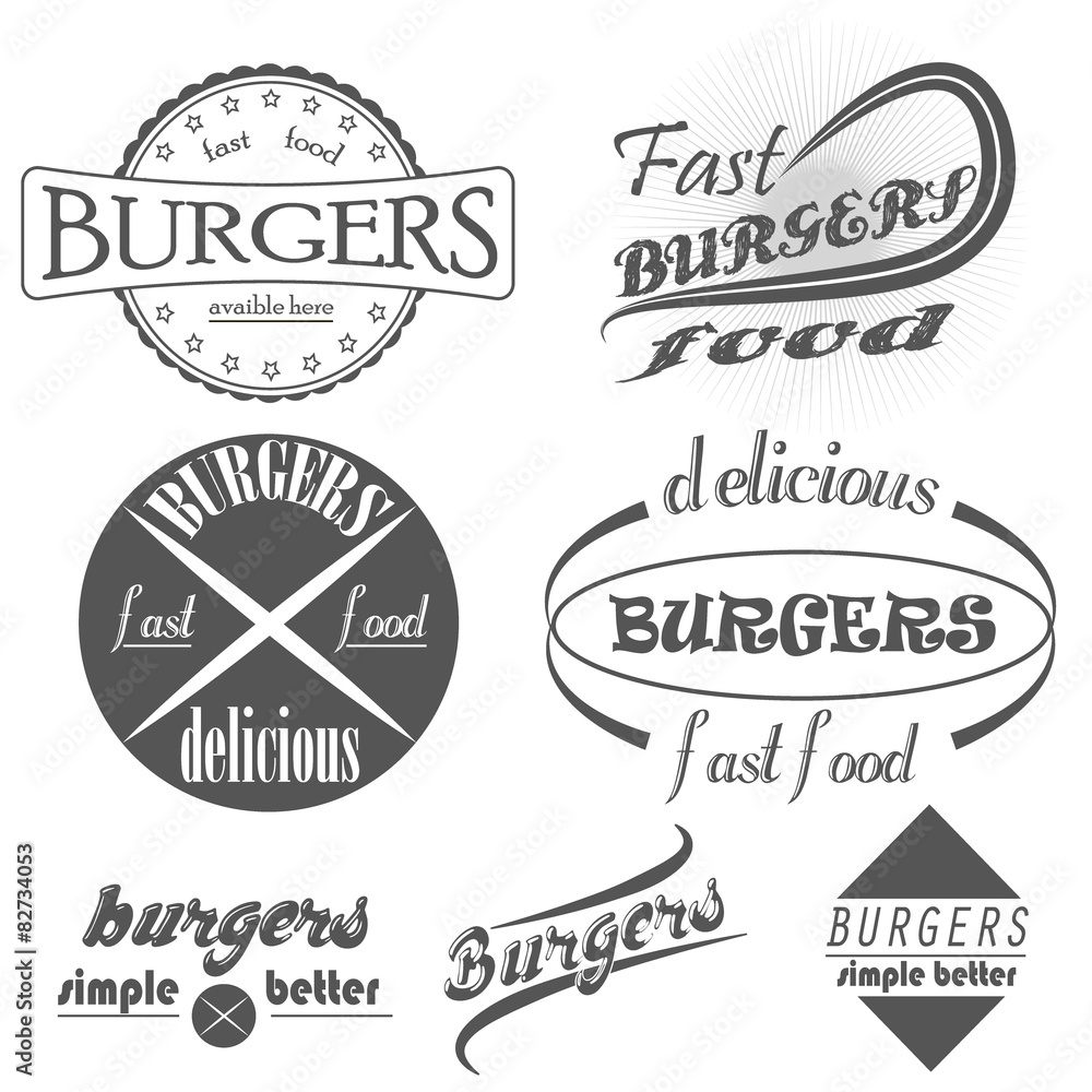 set of vintage fast food restaurant signs 