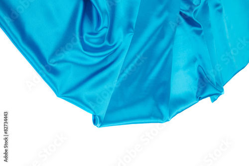 Blue silk drapery texture. Close up.