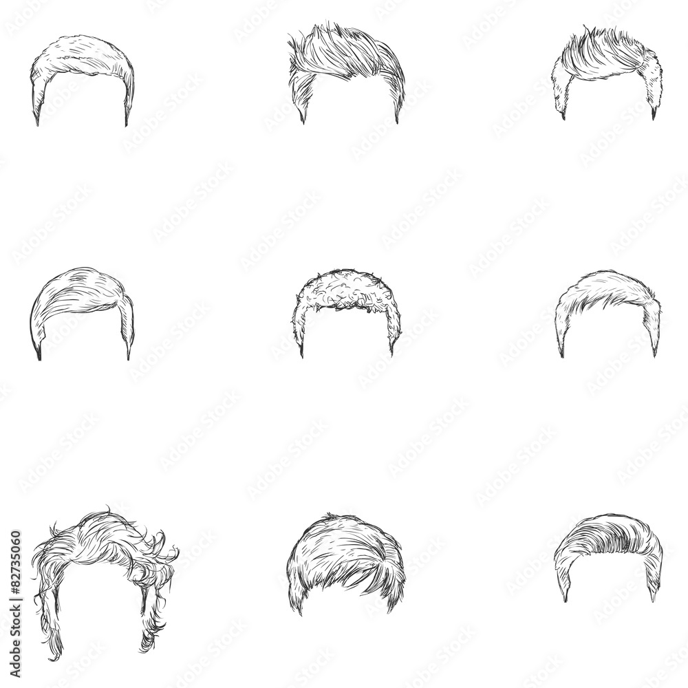 Vector Set of Sketch Mens Hairstyles Stock Vector | Adobe Stock Vector Set of Sketch Mens Hairstyles Stock Vector | Adobe Stock