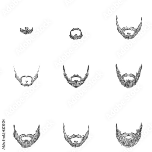 Vector Set of Sketch Beards