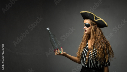 pirate searching messagge in an empty bottle © Garrincha