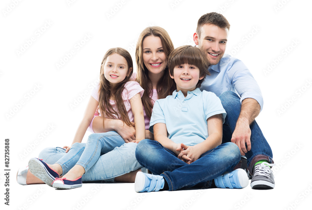 Happy family with two kids