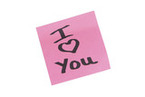 Coloured note it sticker saying I Love You