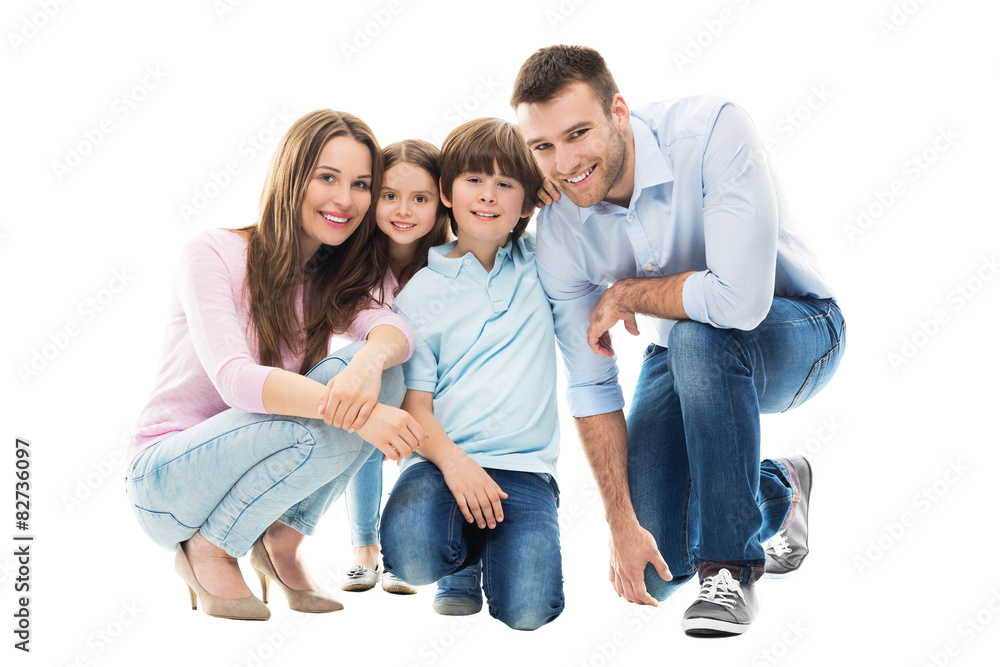 Happy family with two kids