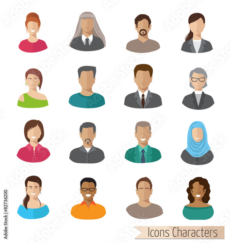 Wallpaper Mural  flat characters icons set Torontodigital.ca