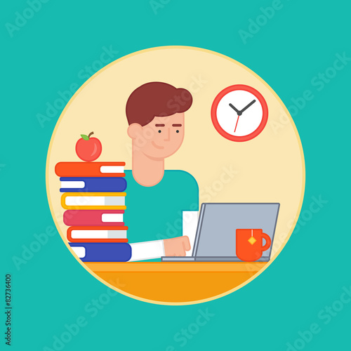 Vector illustration, line style. Education concept, e-learning,