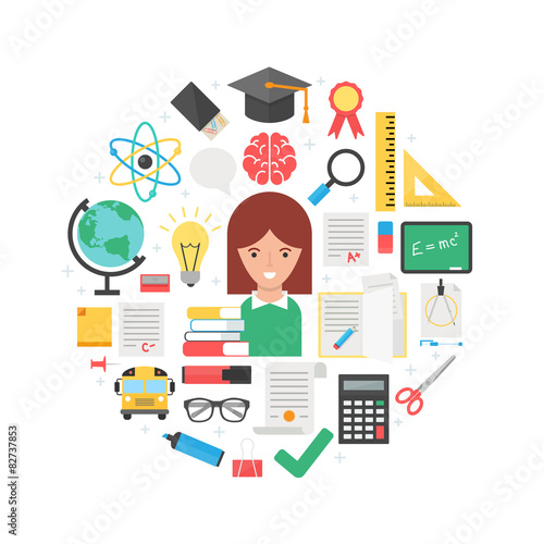 Education abstract flat style vector illustration