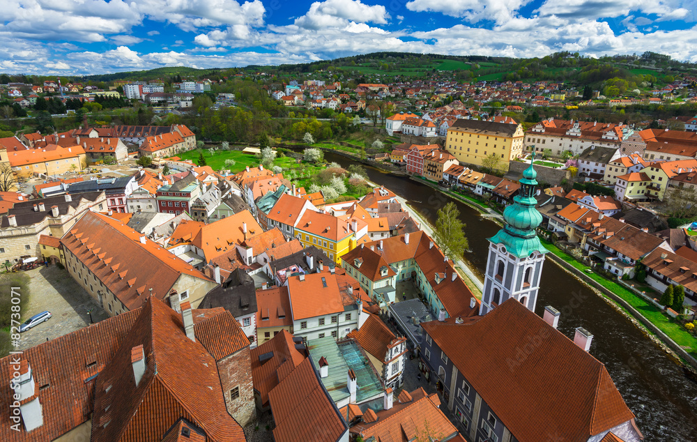 Aerial view of Cesky Krumlov, Czech republic