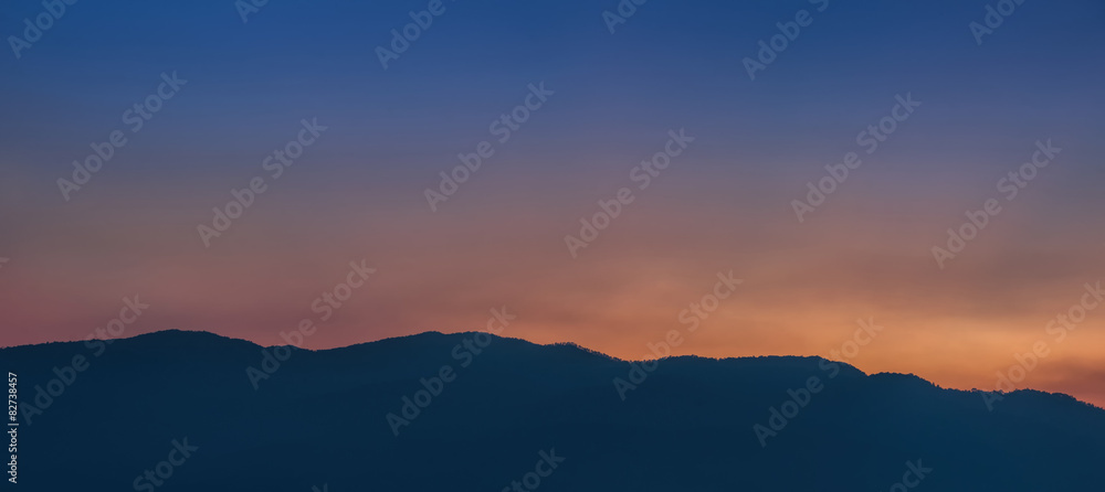 The nature landscape of twilight sky and mountain