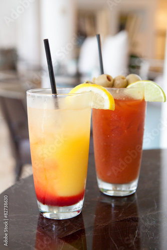 Two Cocktails in a Bar