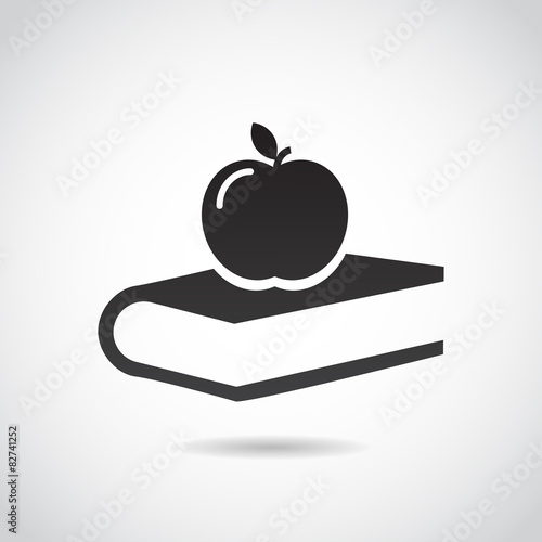 Apple and book - education vector icon.