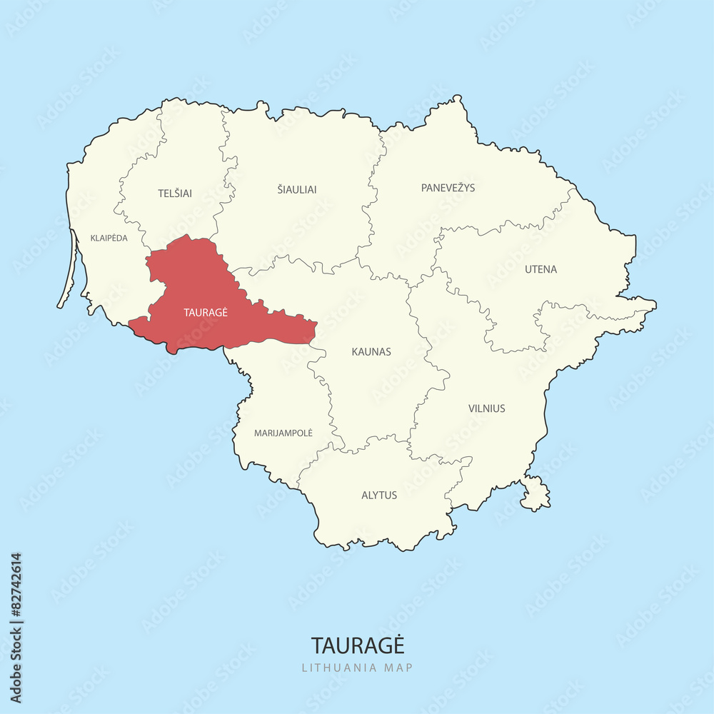 Taurage Lithuania Map Region County Vector Illustration