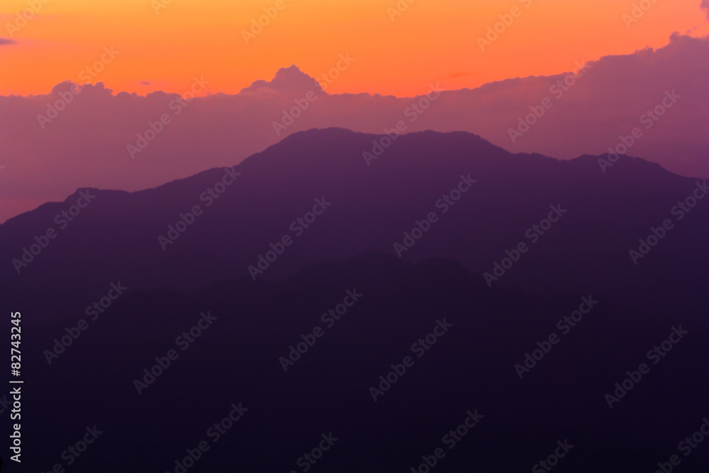sunset on the mountain