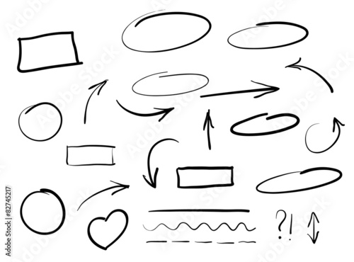 Arrows circles and abstract doodle writing design