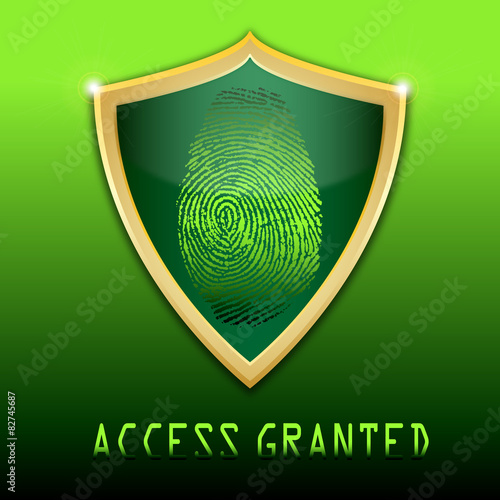 fingerprint on scanner access granted vector illustration