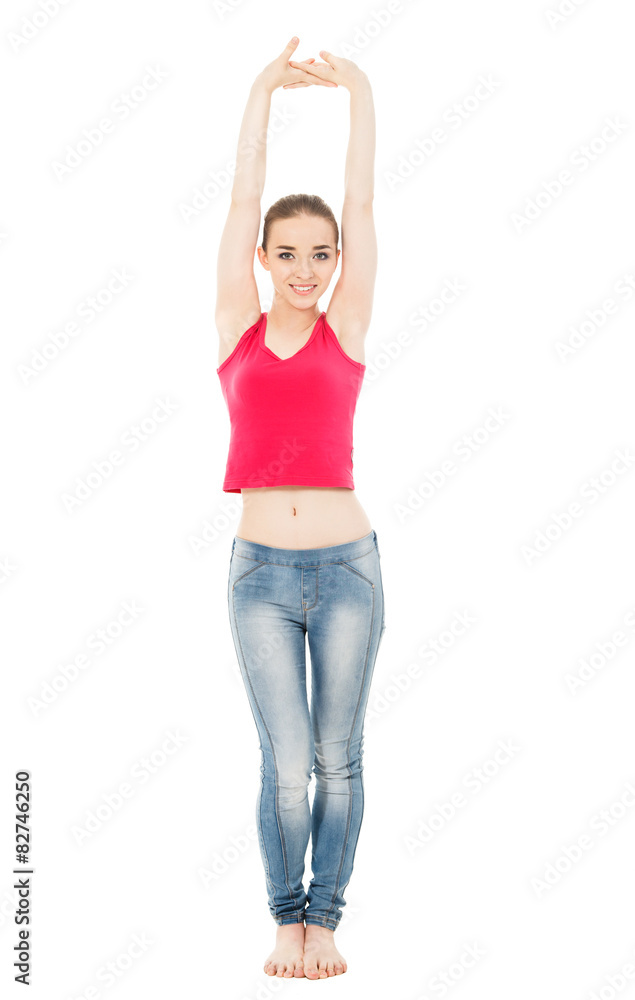 pretty woman standing barefoot pretty woman standing barefoot