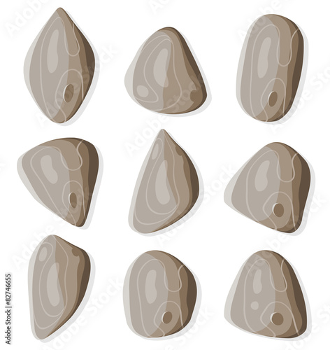 Set of funny simple cartoon rocks and stones set