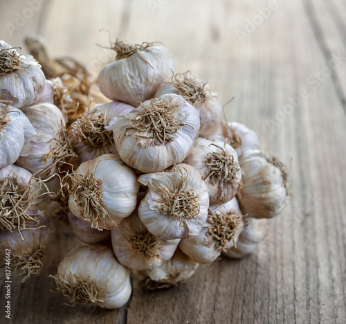 garlic on wooden