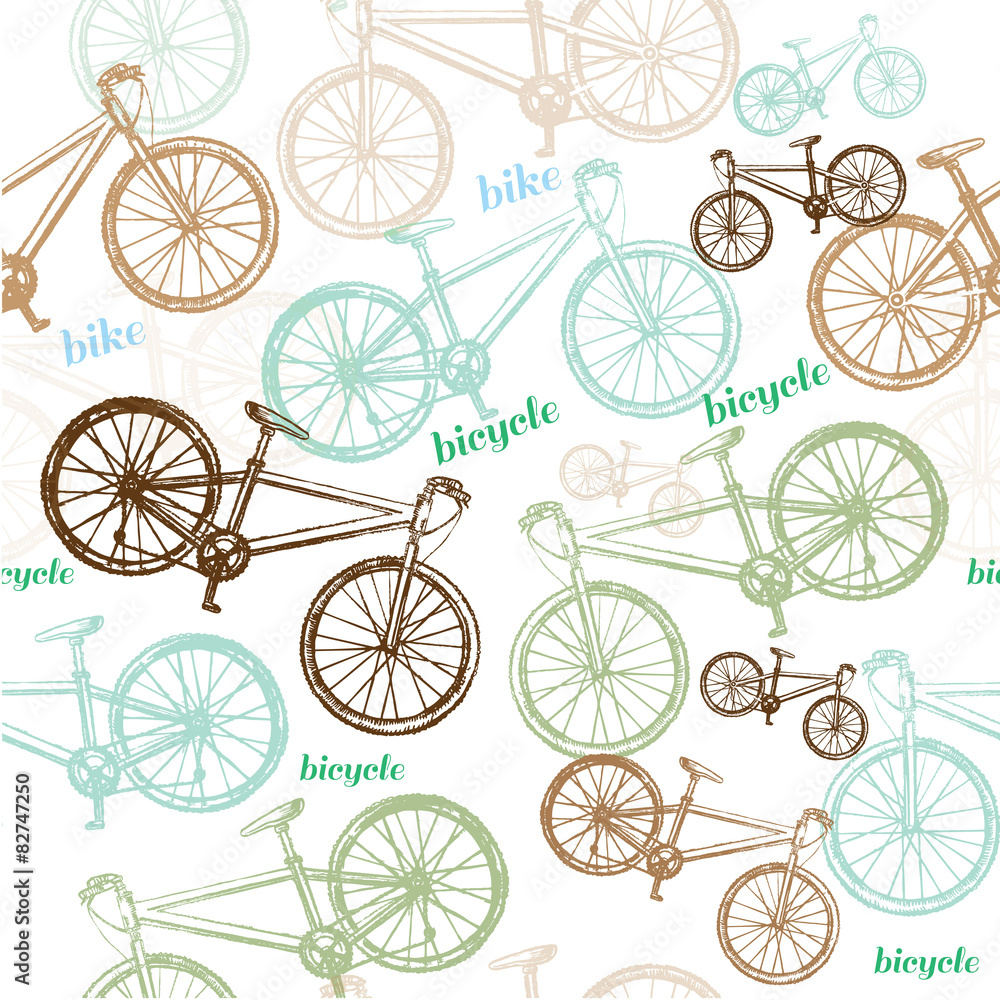 hand draw illustration bicycle vintage pattern