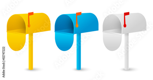 Set of open post boxes