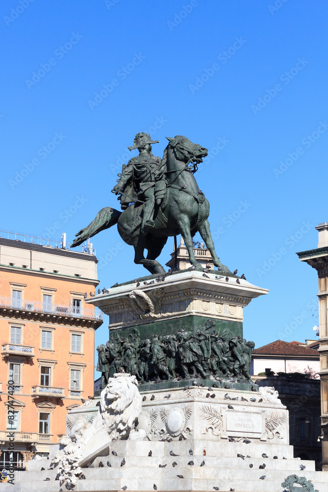 Monument to King Victor Emmanuel II on Piazza del Duomo, Milan